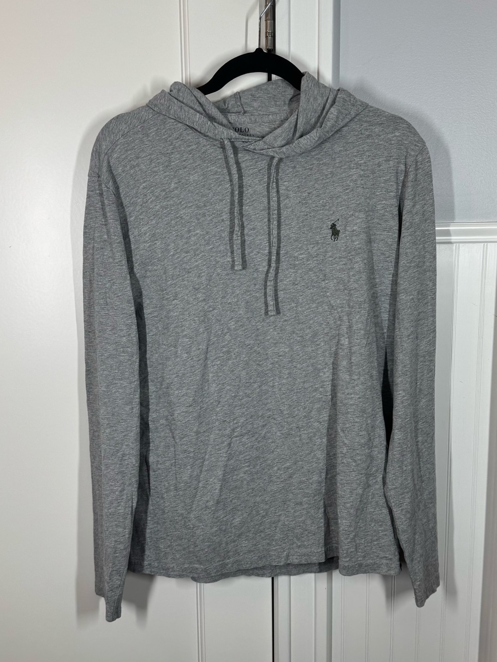 POLO Ralph Lauren Hoodie Gray Embroidered Pony Logo Long Sleeve Mens Medium